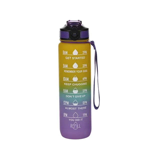 32 oz Gradient Color Water Bottle With Time Marker Straw Lid