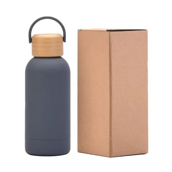 12 Oz Stainless Steel Insulated Water Bottle With Bamboo Lid