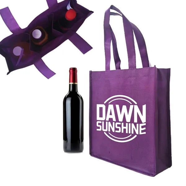 Non-Woven 3 Bottle Wine Tote Bag (10"x4"x11")