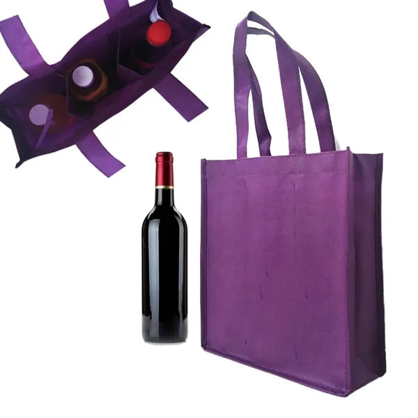 Non-Woven 3 Bottle Wine Tote Bag (10"x4"x11")