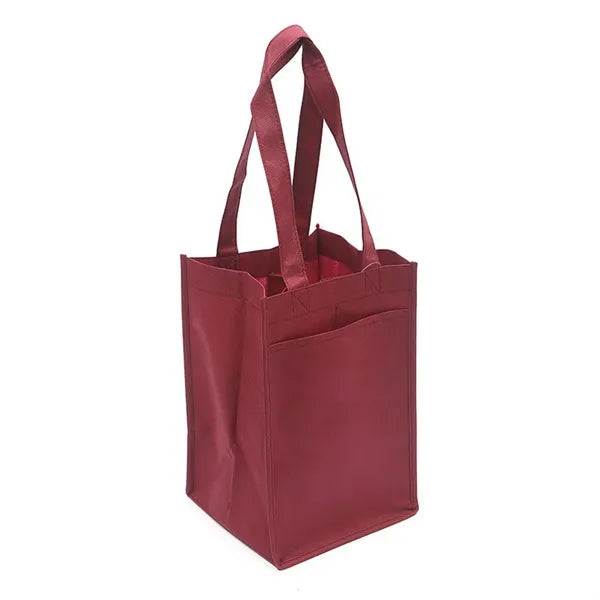 Non-Woven 4 Bottle Wine Tote Bag (7"x13"x7")
