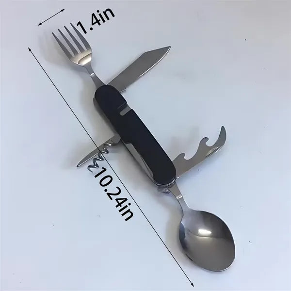 7-in-2 StainlessSteel Spoon Knife Camping Utensils Set