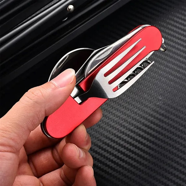 7-in-2 StainlessSteel Spoon Knife Camping Utensils Set