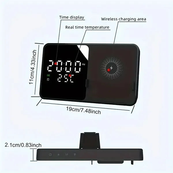 3 in 1 Magnetic Clock Wireless Charger Temperature Sense