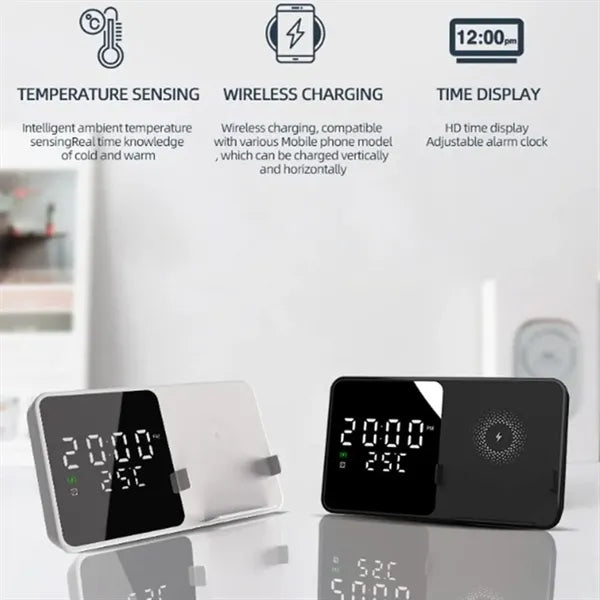 3 in 1 Magnetic Clock Wireless Charger Temperature Sense