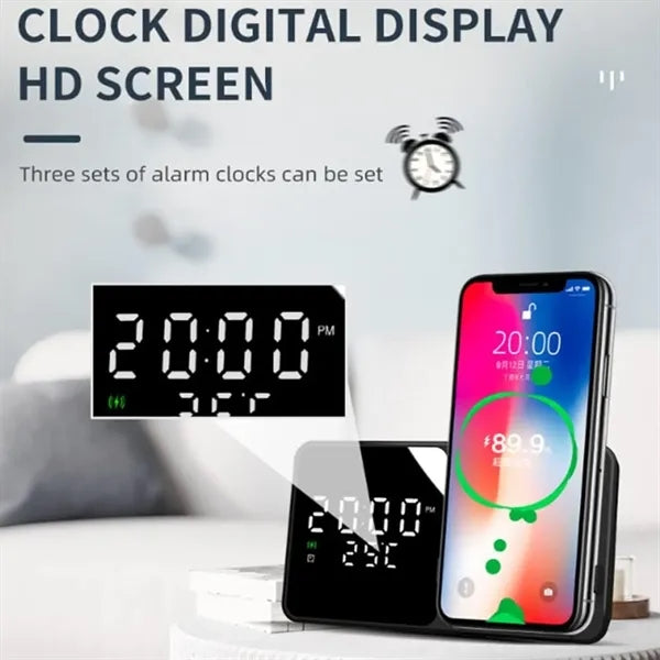 3 in 1 Magnetic Clock Wireless Charger Temperature Sense