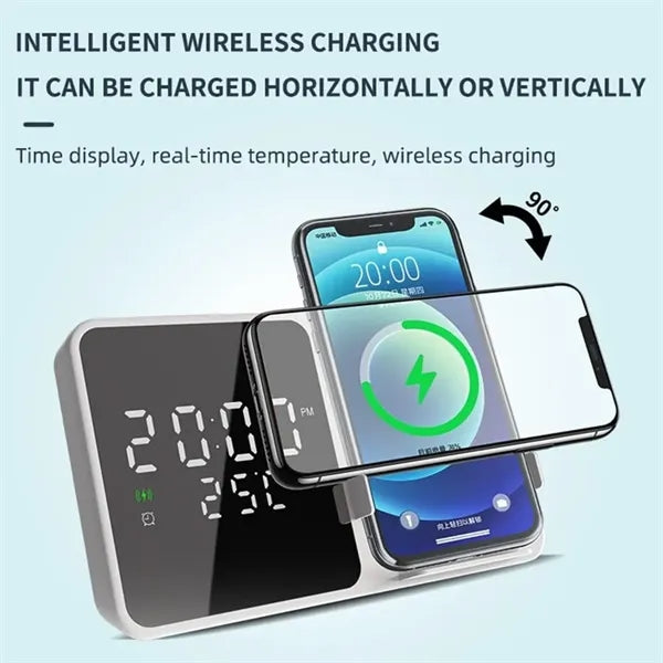 3 in 1 Magnetic Clock Wireless Charger Temperature Sense