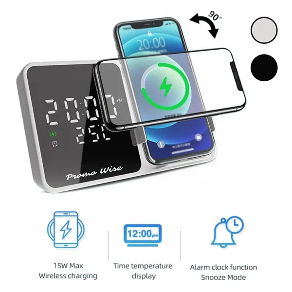 3 in 1 Magnetic Clock Wireless Charger Temperature Sense