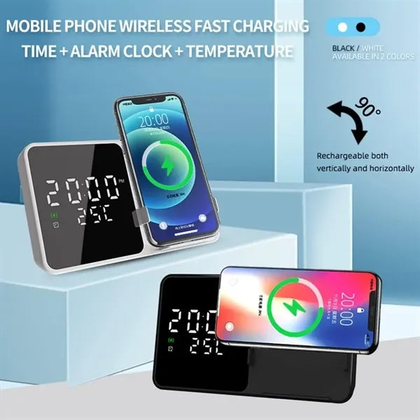 3 in 1 Magnetic Clock Wireless Charger Temperature Sense
