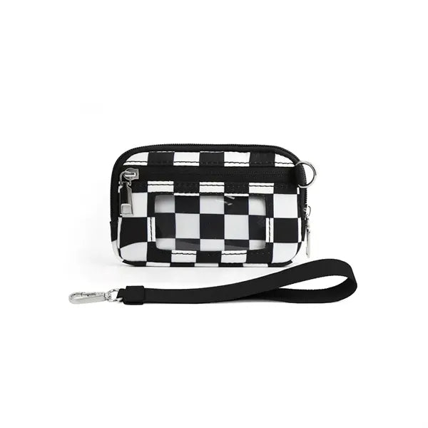 Nylon Solid Color Wrist Strap Card Bag Wallet with ID Window