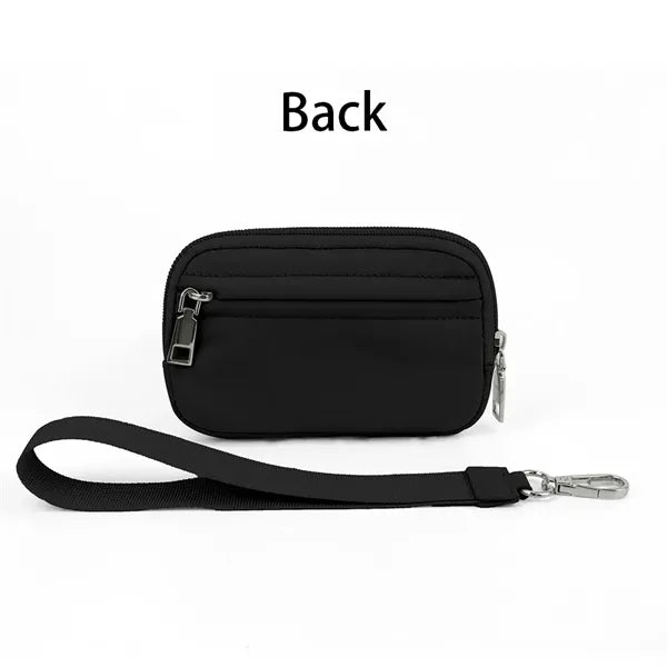 Nylon Solid Color Wrist Strap Card Bag Wallet with ID Window