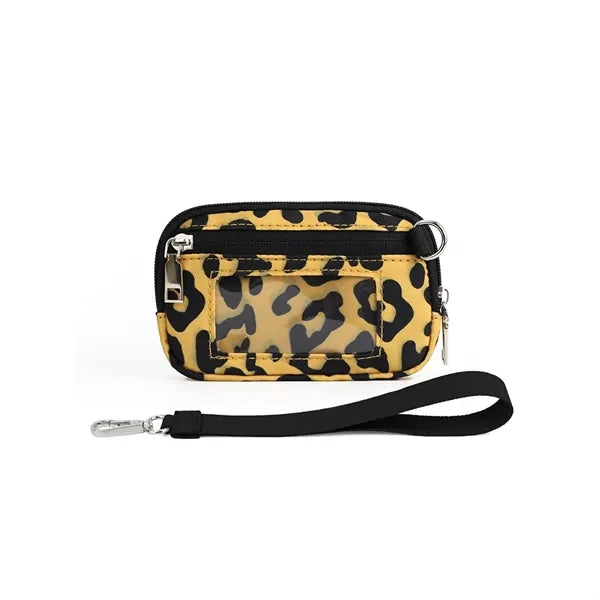 Nylon Solid Color Wrist Strap Card Bag Wallet with ID Window