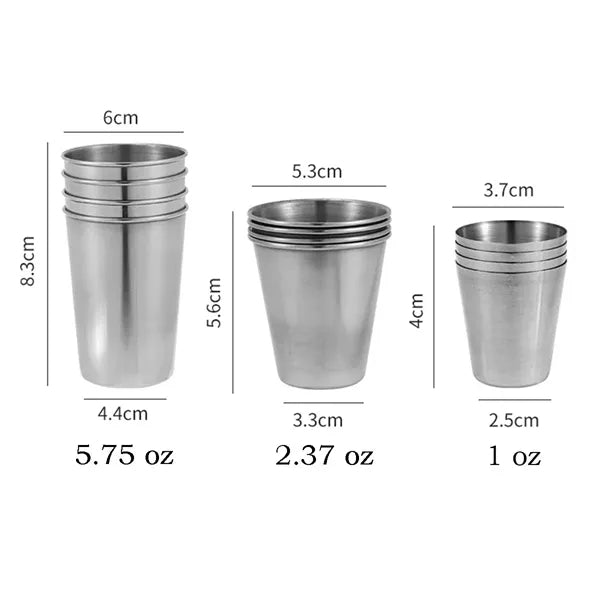 Stackable Stainless Steel Metal Cup Set with Case