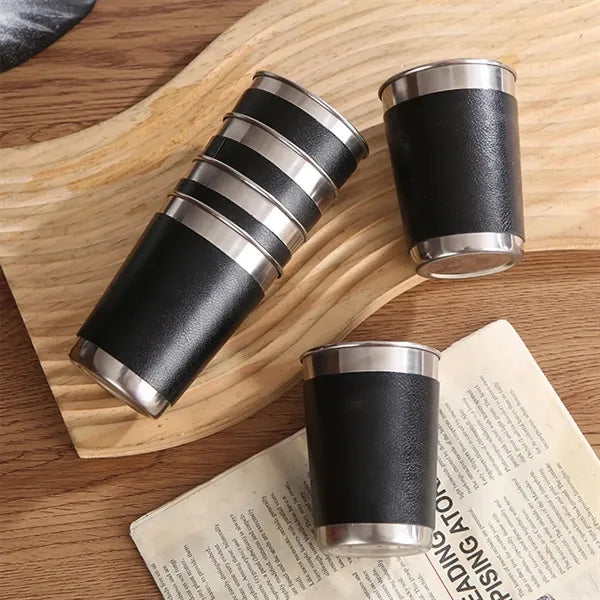 Stackable Stainless Steel Metal Cup Set with Case