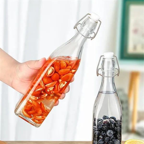 17OZ. Transparent Glass Beverage Beer Wine Fruit Bottle