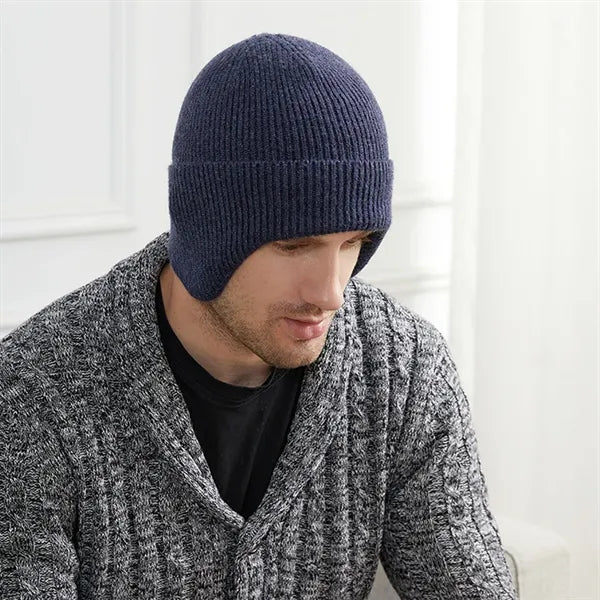 Knit Beanie Caps Hats w/ Ear Protection for Men and Women