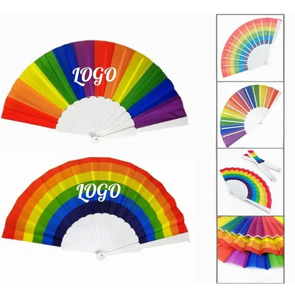 Portable Rainbow Folding Rave Hand Fan