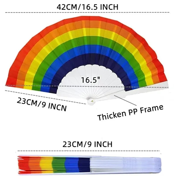 Portable Rainbow Folding Rave Hand Fan