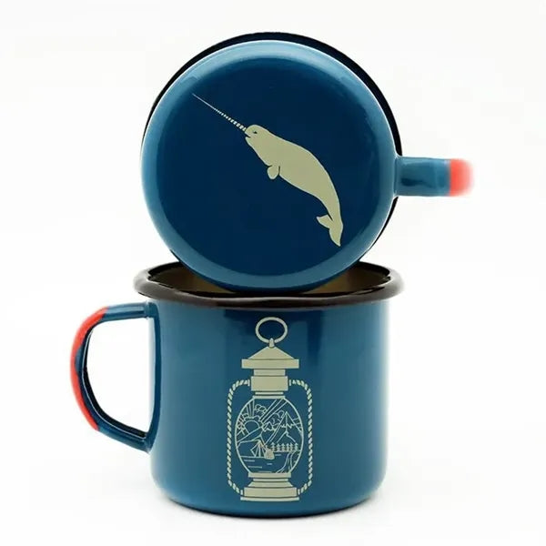 12 oz Enamel Coffee Cup with Custom Pattern