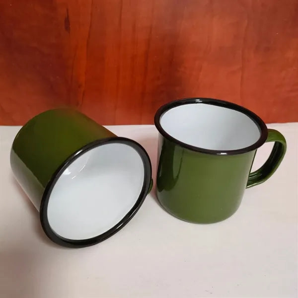 12 oz Enamel Coffee Cup with Custom Pattern