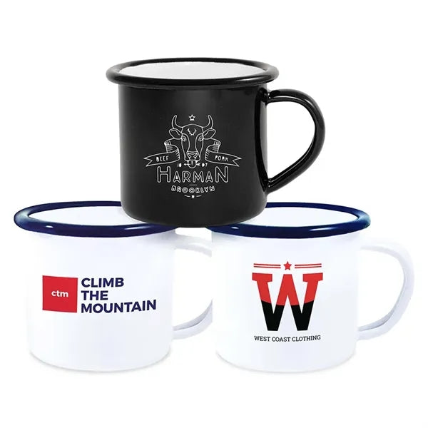 12 oz Enamel Coffee Cup with Custom Pattern