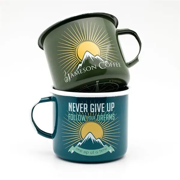 12 oz Enamel Coffee Cup with Custom Pattern