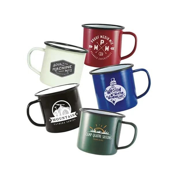 12 oz Enamel Coffee Cup with Custom Pattern