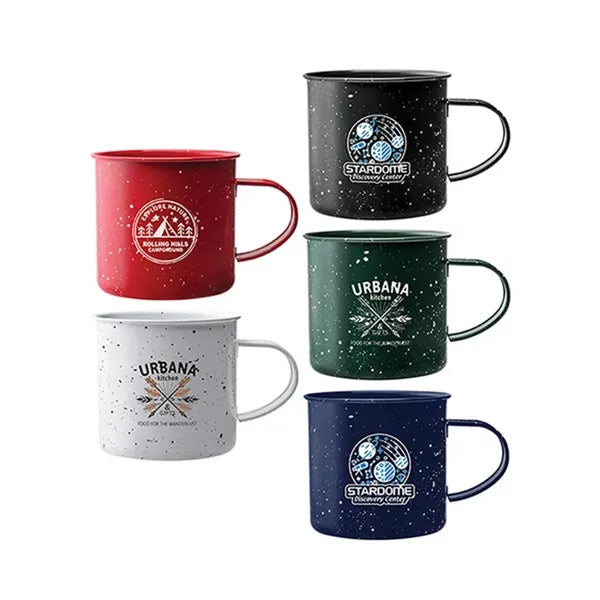 12 oz Enamel Coffee Cup with Custom Pattern