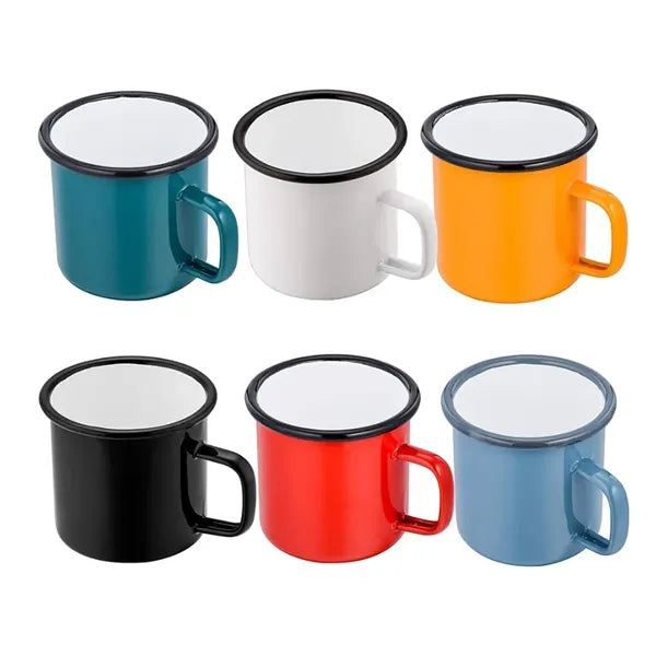 12 oz Enamel Coffee Cup with Custom Pattern
