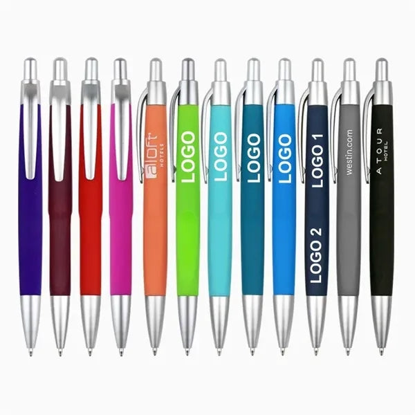 Colored Rubberized Sleek Ballpoint Pens