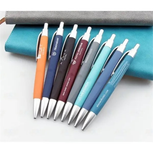 Colored Rubberized Sleek Ballpoint Pens
