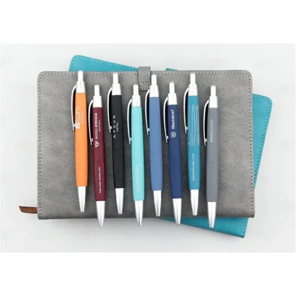 Colored Rubberized Sleek Ballpoint Pens