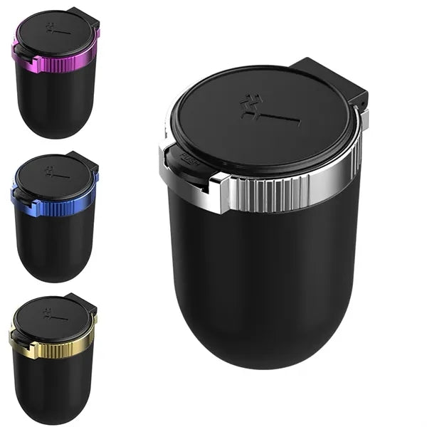 Smokeless Windproof Smell Proof Ashtray with Lid LED Light