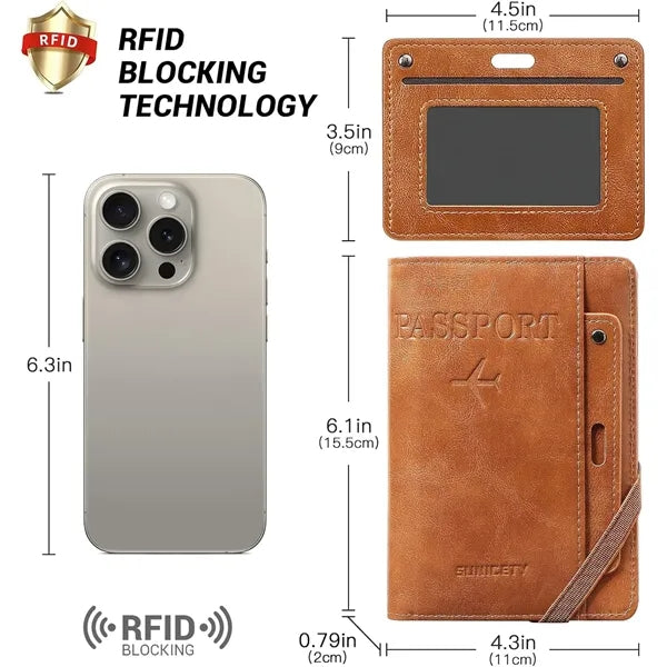 Men'S Passport Waterproof Rfid Blocking Travel Wallet