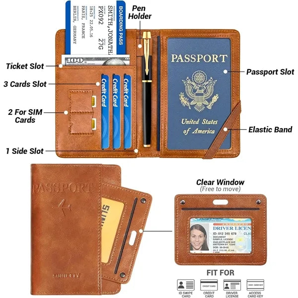Men'S Passport Waterproof Rfid Blocking Travel Wallet