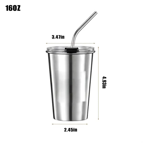 16Oz Beer Cup Stainless Steel Water Bottle Bar Supplies
