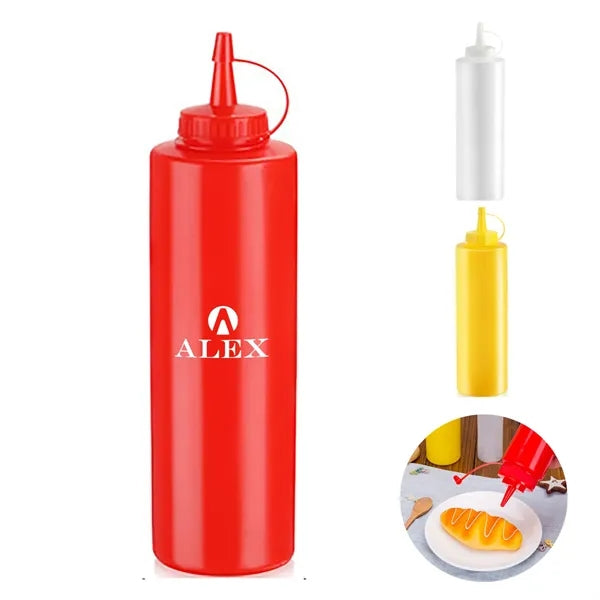 24 oz Plastic Squeeze Sauce Bottles with Nozzle Caps