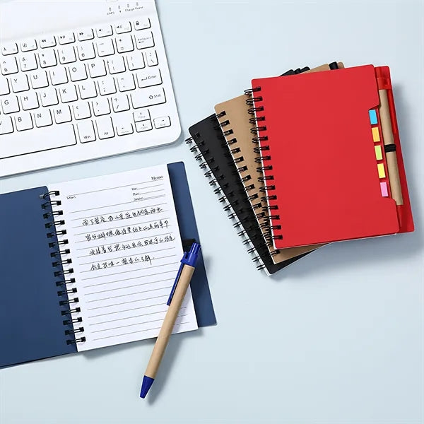 Notebooks With Sticky Notes Ballpoint Pens Set