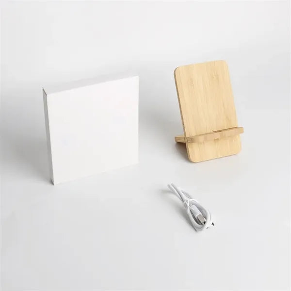 10W Bamboo Wood Wireless Charger Removable Cell Phone Stand