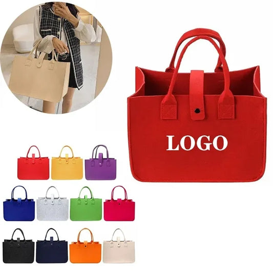 Felt PU Leather Tote Bag