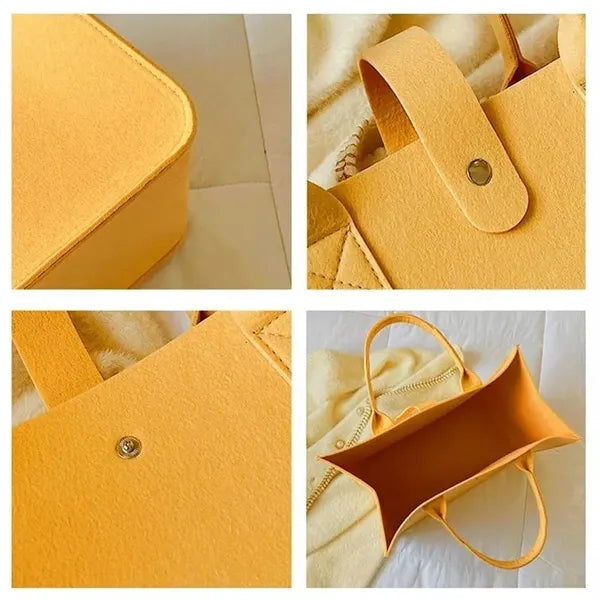 Felt PU Leather Tote Bag