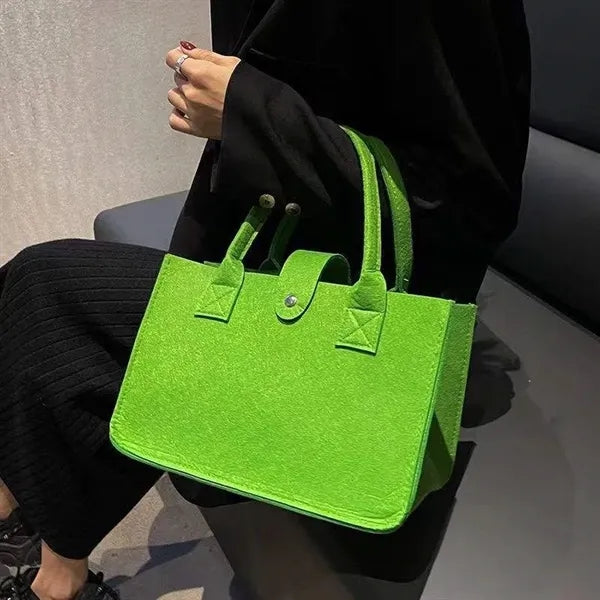 Felt PU Leather Tote Bag
