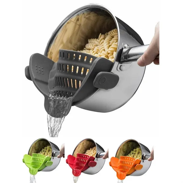 Adjustable Universal Silicone Strainer With Snap-On