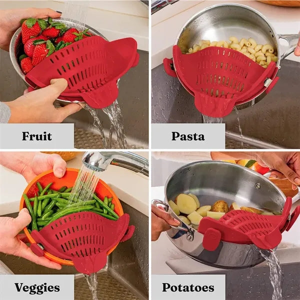 Adjustable Universal Silicone Strainer With Snap-On