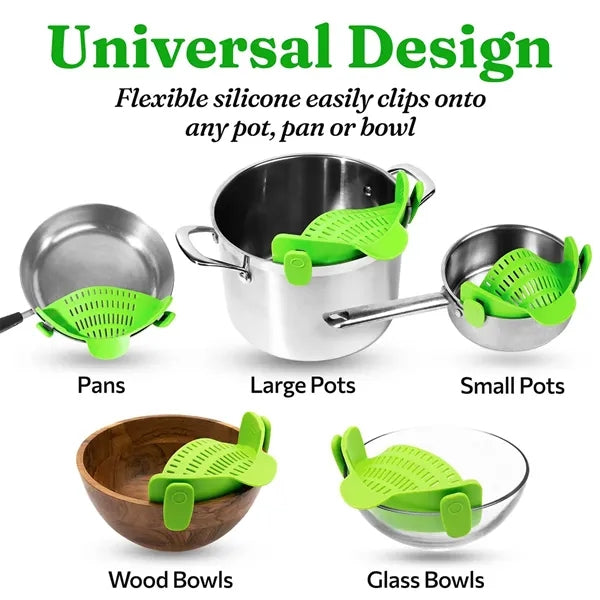 Adjustable Universal Silicone Strainer With Snap-On