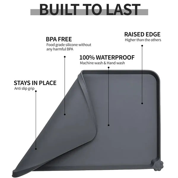 Waterproof Pet Feeding Mat With High Raised Edges