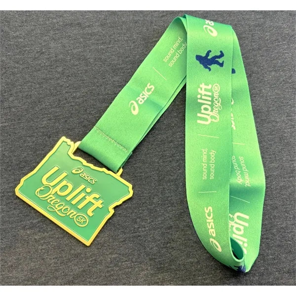 1.75 inch custom die struck soft enamel neck medals w/ribbon