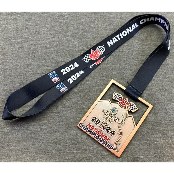 1.75 inch custom die struck soft enamel neck medals w/ribbon