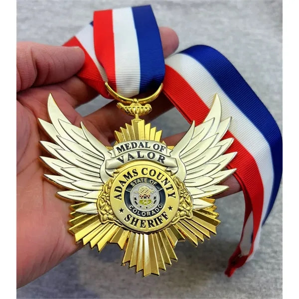 1.75 inch custom die struck soft enamel neck medals w/ribbon