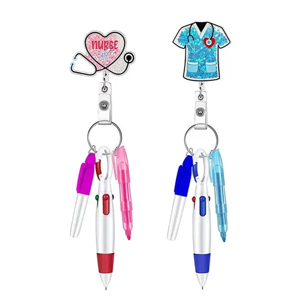 Retractable Medical Badge Reels with Different Color Pens
